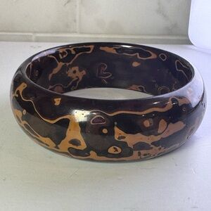 Rare Japanese Iro Urushi « Camo Bakelite »  Lacquer Bangle Bracelet